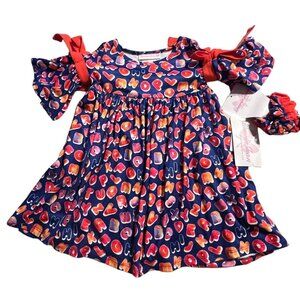 Bonnie Jean Alphabet Dress Girls Size 2T Bell Sleeves Ties Comfort New with Tags